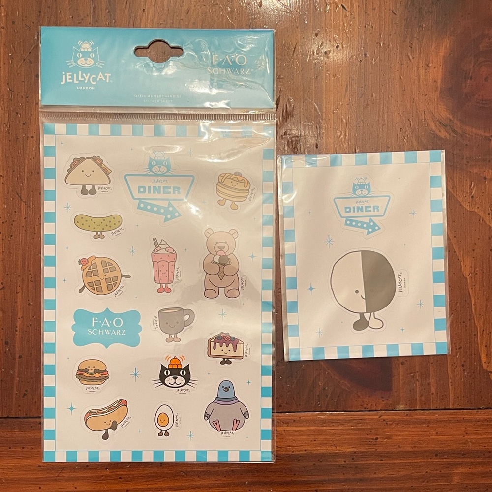 Jellycat Diner Sticker Set - Blue and White